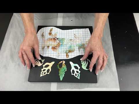338. Sheleeart  Fluid Artist - Sea Shells and Crab art using cameo silhouette to cut paint skins