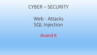 15. Cyber Security - SQL Injection  using DVWA and SQLMAP - Anand K