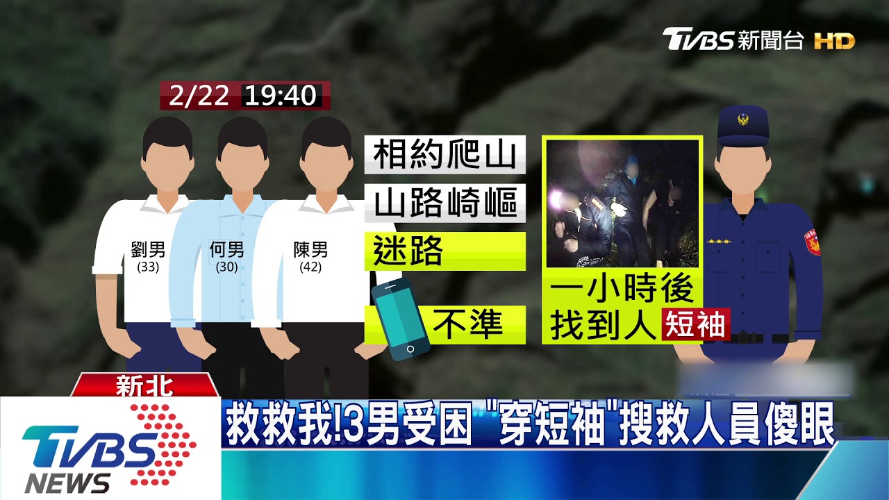 救救我!3男受困 「穿短袖」搜救人員傻眼