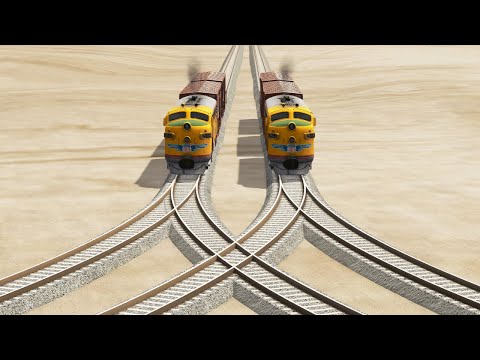 Trains Vs Weird Overlapping Rail Tracks - BeamNG.Drive