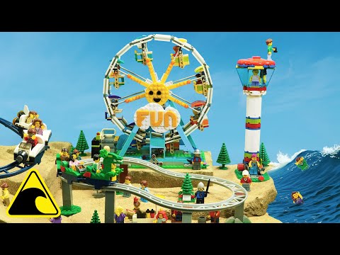 I Built and Flooded a LEGO THEME PARK - Tsunami Dam Breach Experiment