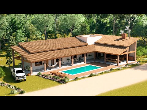 L-SHAPED COUNTRY HOUSE WITH 4 BEDROOMS - P425 | BUY THIS PROJECT IN THE DESCRIPTION