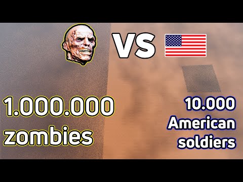 10,000 AMERICAN SOLDIERS vs 1 MILLION  ZOMBIES - Ultimate Epic Battle Simulator 2 | UEBS 2