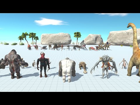 Fantasy with aquatic and carnivore dinosaur vs infernals with mutant primates and herbivore dinosaur