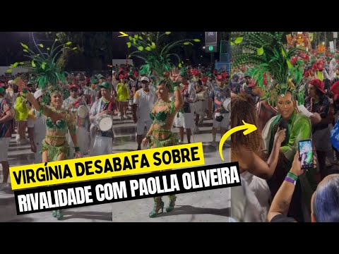 Virginia Fonseca braves the rain, shouts for Paolla, and talks about the rivalry at the Sapucaí.