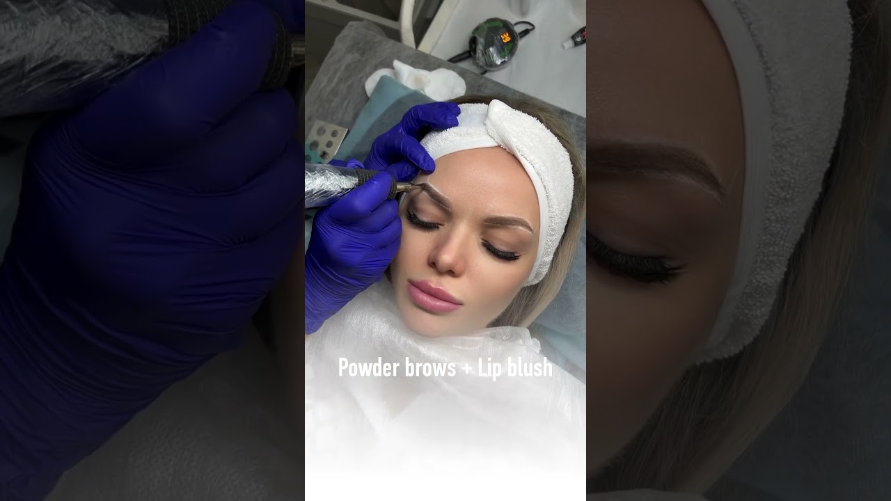 Powder brows + Lip blush #microbladingdubai #permanentbrows #darklipstreatment#lipblush
