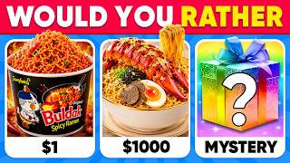 Would You Rather...! $1 vs $1,000 vs MYSTERY 🎁❓ Food Edition 🍔 | Daily Quiz