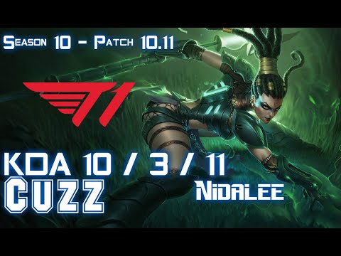 T1 Cuzz NIDALEE vs LEE SIN Jungle - Patch 10.11 KR Ranked