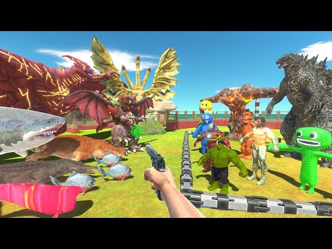 FPS Avatar Rescues Superheroes and Fights King Ghidorah,Dinosaurs - Animal Revolt Battle Simulator