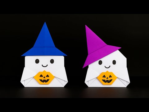 Easy Origami Ghost Holding a Pumpkin | Fun Halloween Craft Tutorial