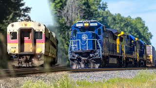 MBTA Fitchburg Line and Pan Am trains in Shirley, MA - August 16th, 2022