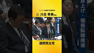 賃上げにつながる価格転嫁促進を！ #川合孝典 #国民民主党 #参議院予算委員会