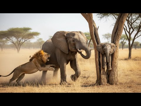 Baby Elephant Trapped in a Tree for 2 Days — Its Mother Protected It Until the Rescue