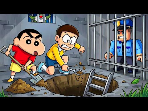Dig Tunnel To Escape Prison Shinchan Nobita And Friends | Funny Game
