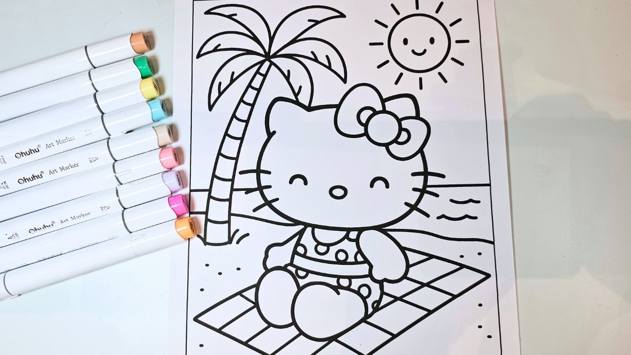 Hello Kitty Beach Vibes 🏖️ Super Cute Coloring