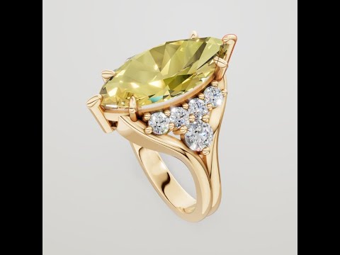 Marquise Brilliant 3.27ct Heliodor Ring With Diamonds in Platinum, White or Yellow Gold