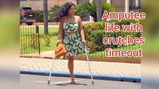 Amputee lady | adaptive crutches user life activities workout