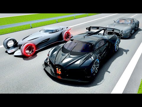 Bugatti Black Devil VGT vs Mercedes Vision GT vs Mercedes Silver Arrow at Autobahn