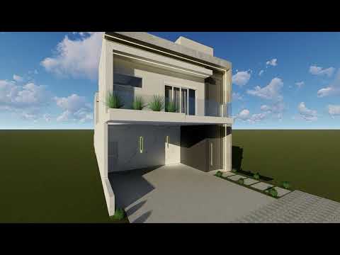 Projeto Arquitetura Sobrado 225m2 - Terreno Plano 7x25m - Moderno - Condomínio Fechado