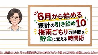 【6月から始める家計の引き締め10】梅雨ごもりの時間を貯金に変える時間術｜聞き流し｜シニア｜捨て活｜断捨離｜暮らし｜整理