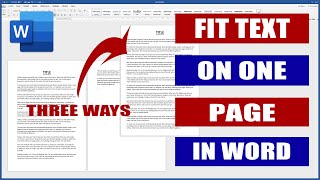 How to Fit Text to One Page in Word | Microsoft Word Tutorials
