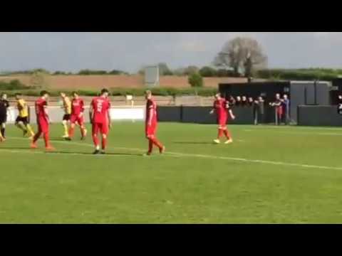Loughborough dynamo score the equaliser against market Drayton town