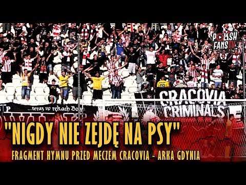 "NIGDY NIE ZEJDĘ NA PSY" - fragment hymnu przed meczem Cracovia - Arka Gdynia (06.08.2018 r.)