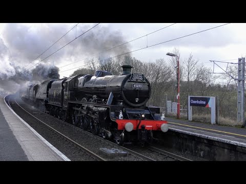 LMS 45690 Leander & SR 34067 Tangmere Storm The North West on the Cumbrian Mountain Express 29/1/22