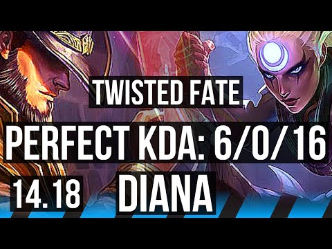 TWISTED FATE vs DIANA (MID) | 6/0/16, 900+ games, Dominating | EUW Master | 14.18