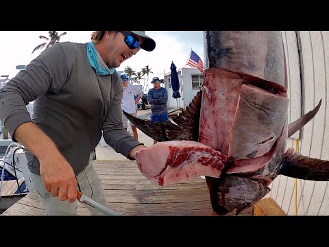 FISH CUTTING! Filleting a swordfish and catching mahi