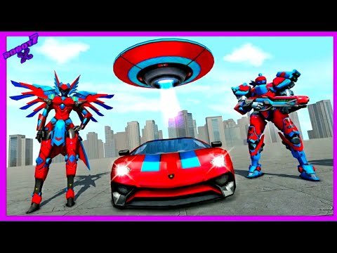 Flying Robot Car Game 2021 - Flying Superhero Game Android gameplay