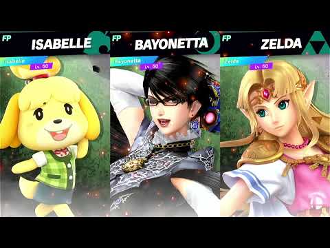 Super Smash Bros Ultimate Amiibo Fights Request Isabelle vs Bayonetta vs Zelda
