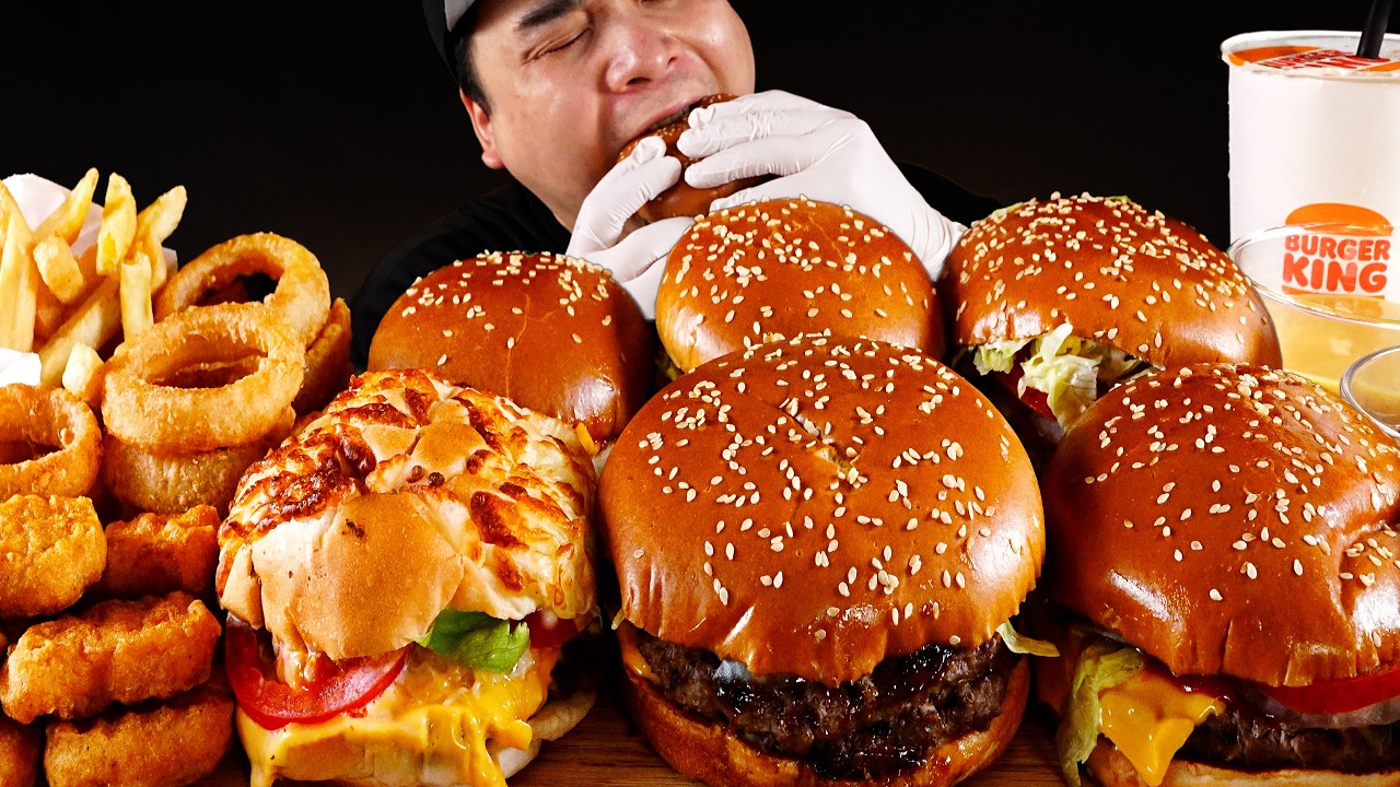 버거킹 햄버거 6가지와 사이드메뉴 먹방~!! Burger King hamburger, french fries