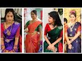 Best Borderless Silk Saree Blouse Designs 2023 No Boarder Silk Sarees With Contrast Blouses