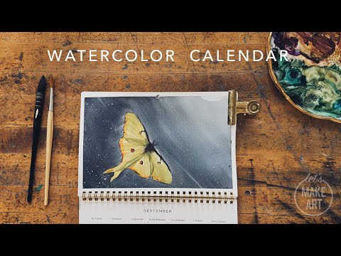 Learn How To Paint a Luna Moth | Watercolor Calendar Painting by Sarah Cray of Let's Make Art