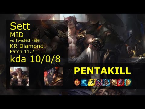 Sett Mid vs Twisted Fate - KR Diamond 10/0/8 Patch 11.2 Gameplay // [롤] 세트 vs 트위스티드 페이트 미드