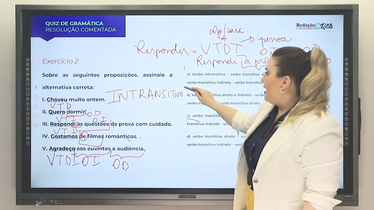 QUESTÃO RESOLVIDA: TRANSITIVIDADE VERBAL - Profa. Pamba