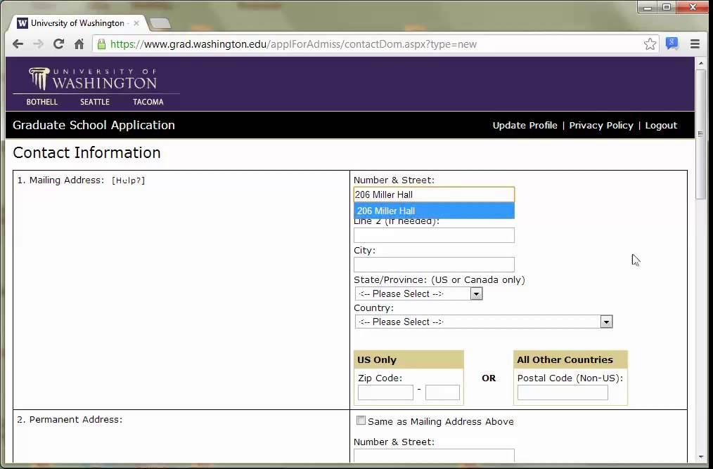 UW College of Education Online Application Demo   Part 1   Setting up your Application Profile