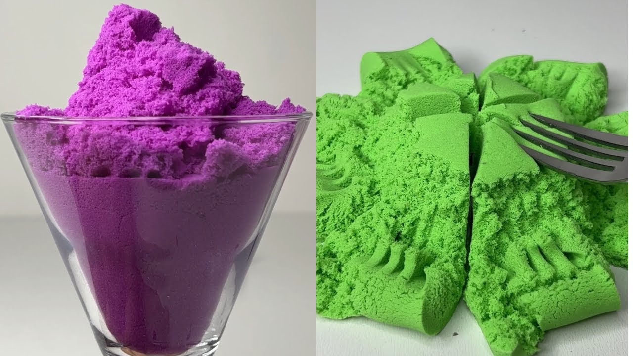 Very satisfying and relaxing sand videos, kinetic sand colorful ASMR