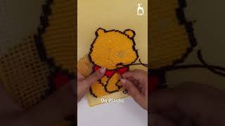 Learn how to stitch Pooh Bear on plastic canvas