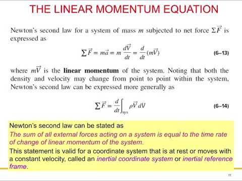 Fluid Mechanics L8: Linear Momentum Equation