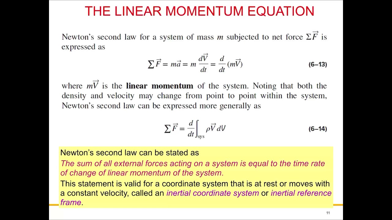 Fluid Mechanics L8: Linear Momentum Equation