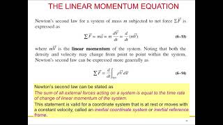Fluid Mechanics L8: Linear Momentum Equation