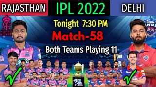 IPL 2022 Match-58 | Delhi Capitals vs Rajasthan Royals Match Playing 11 | RR vs DC @Sports Canvas