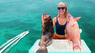 BAHAMAS Spearfishing Reefs & Wrecks in CLEAR WATER (Hogfish Catch & Cook)