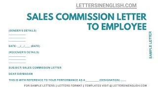 Sales Commission Letter to Employee – Sample Letter to Employee