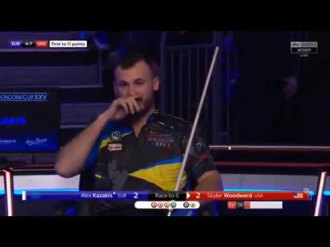 Skyler Woodward vs Alex Kazakis Day 3 | 2018 Mosconi Cup 9-ball