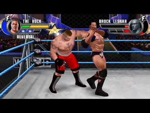 WWE All Stars PSP Matches - STEEL CAGE MATCH - The Rock vs Brock Lesnar
