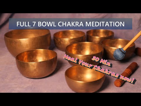 FULL 7 BOWL CHAKRA MEDITATION 30 MIN. ~ BALANCE & HEAL 7 CHAKRAS NOW!  ~ WWW.TEMPLESOUNDS.NET