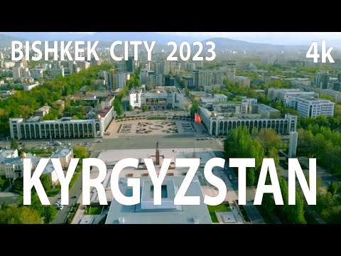 Cidade de Bishkek, Quirguistão 4K por drone 2023
